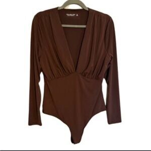Abercrombie & Fitch Brown Long Sleeve Bodysuit